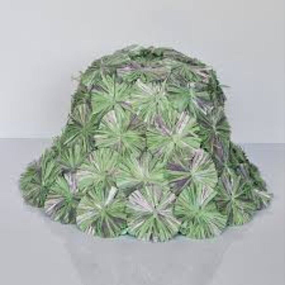 NWT Lele Sadoughi Straw Confetti Green Bucket Sun Vacation Hat - Picture 4 of 5